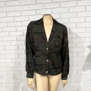 Sanctuary Daytripper Cardigan Womens XL‎ Camouflage V-Neck Button Front Knit